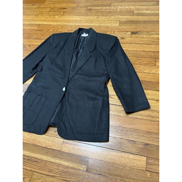 Vintage Talbots Womens Linen Blazer Jacket Size 12 Black 1 Button Linen Career - Picture 3 of 6